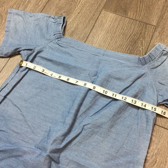 Maison Jules Light Denim flower Dress Size Medium - Picture 8 of 9